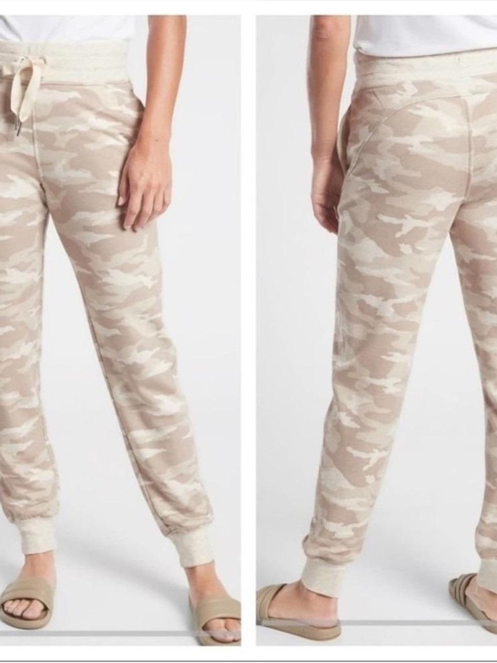 Athleta Balance Printed Beige and Cream Printed Joggers MT